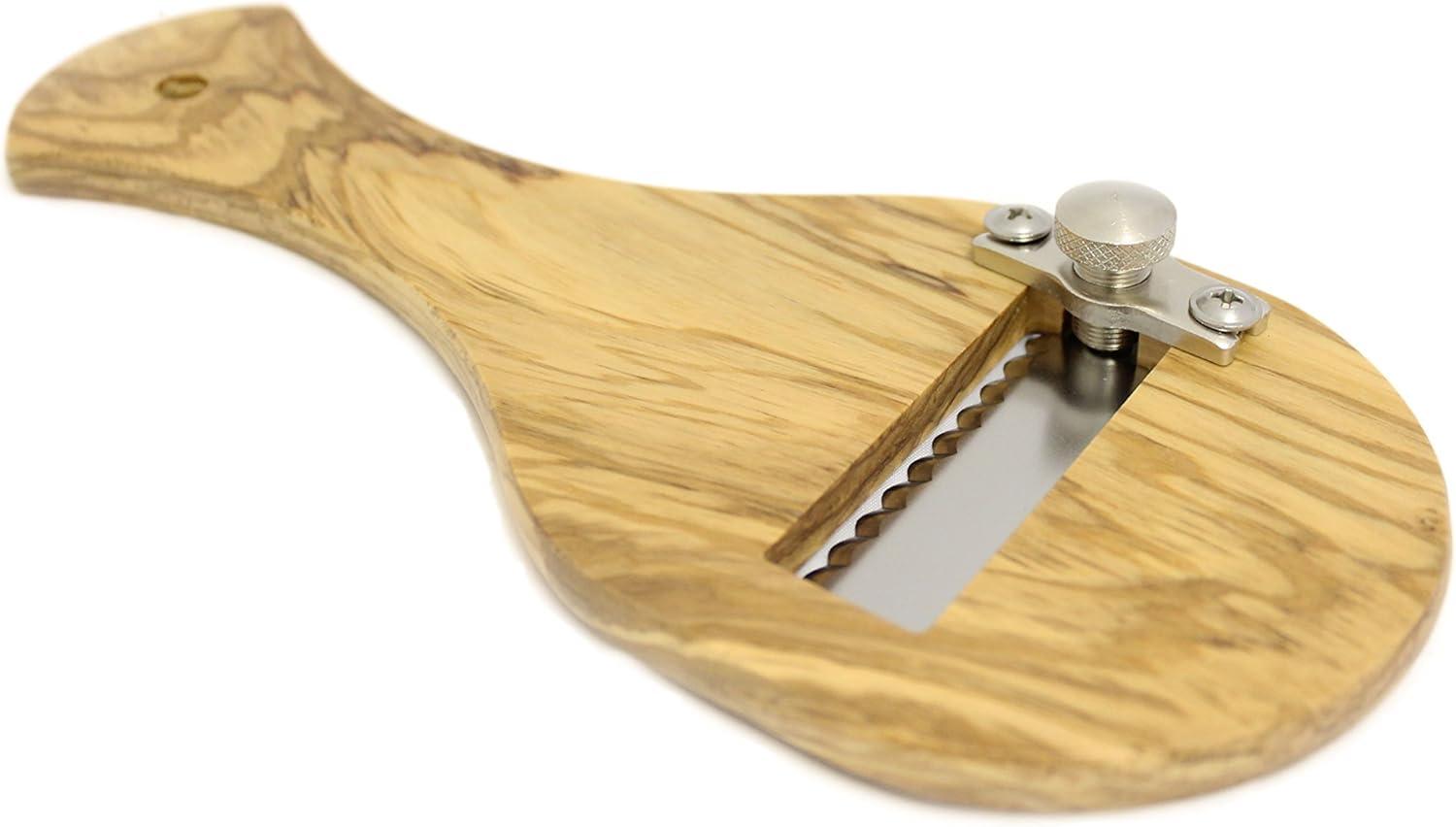 Olivewood Serrated Truffle Slicer with Adjustable Blade