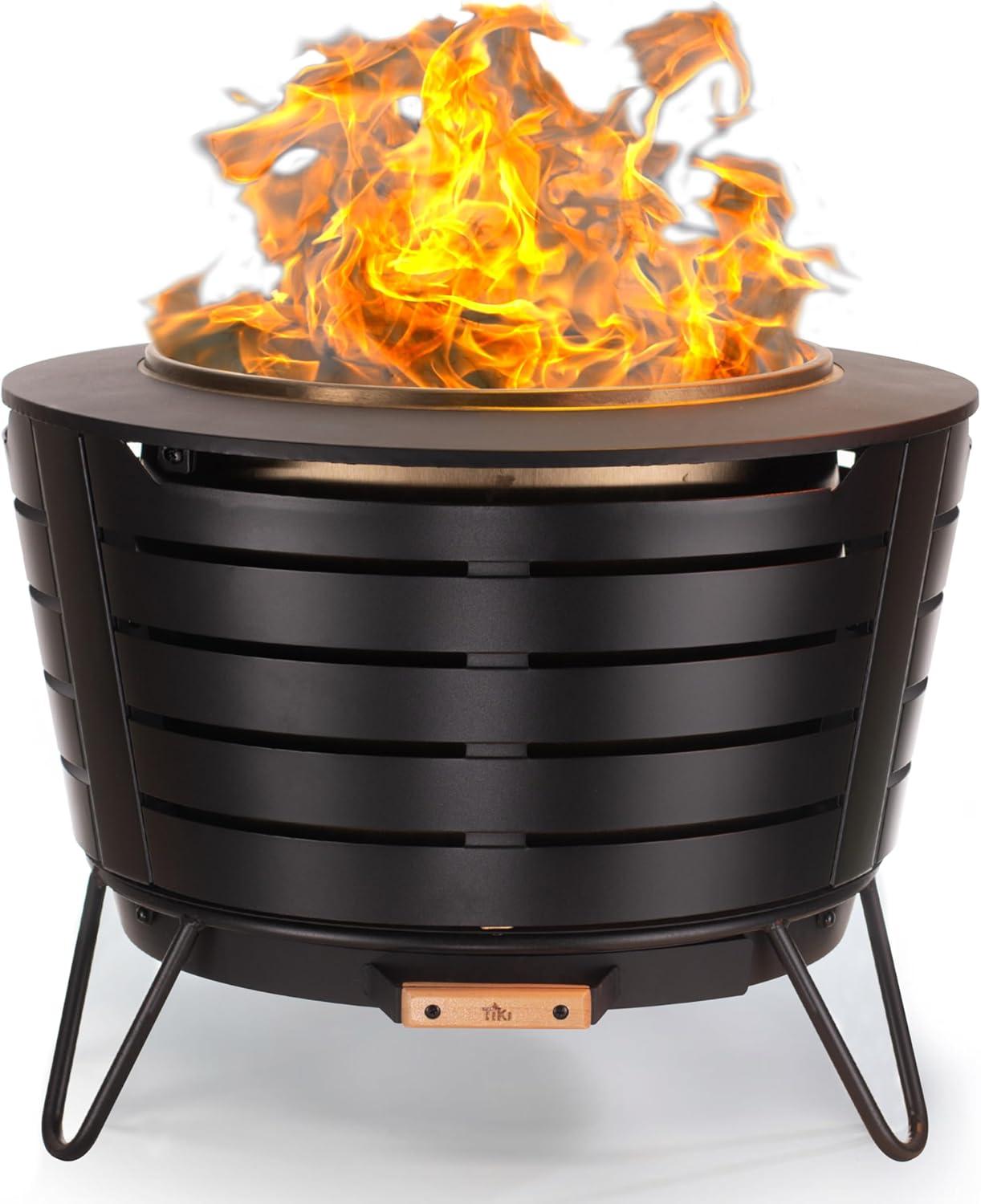 Black 25-Inch Wood Burning Smokeless Patio Fire Pit