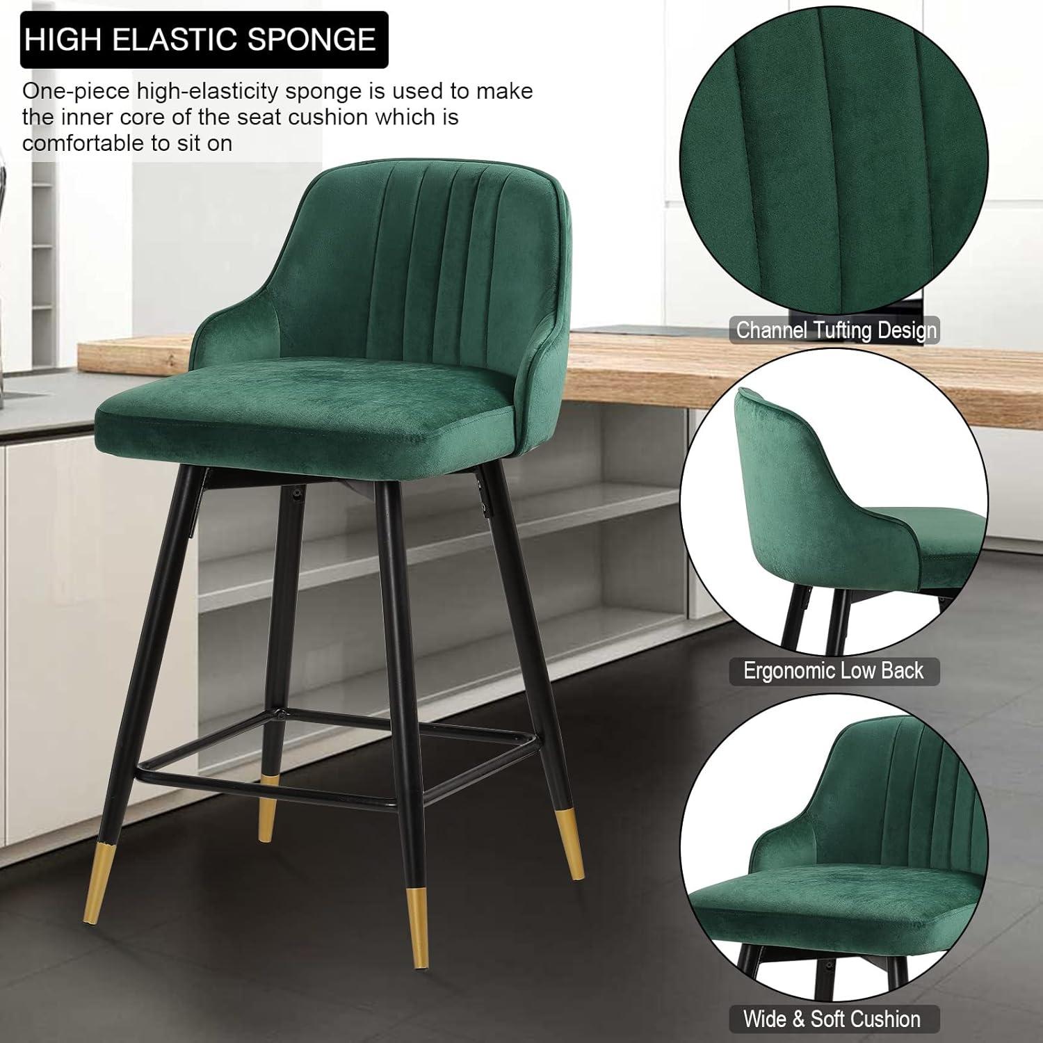 Swivel Velvet Upholstered Counter & Bar Stool