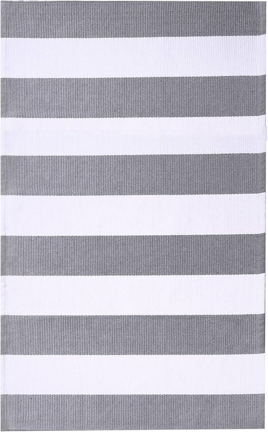 IOHOUZE Navy and White Striped Rug 2'x3' Front Door Rugs, Small Washable Area Rug for Front Porch, Spring Summer Doormats Outdoor Indoor, Cotton Rugs for Entryway Porch Entrance