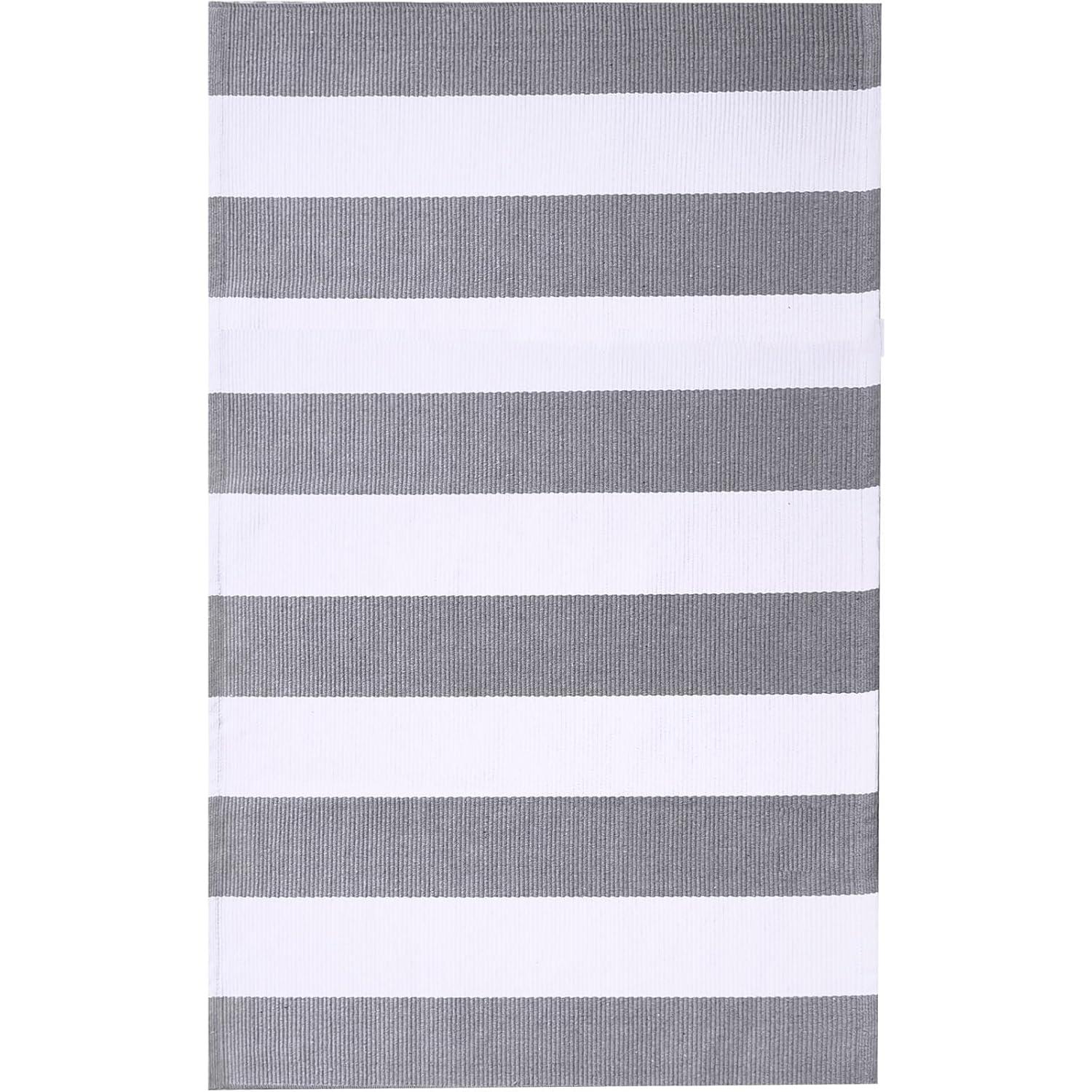 IOHOUZE Navy and White Striped Rug 2'x3' Front Door Rugs, Small Washable Area Rug for Front Porch, Spring Summer Doormats Outdoor Indoor, Cotton Rugs for Entryway Porch Entrance