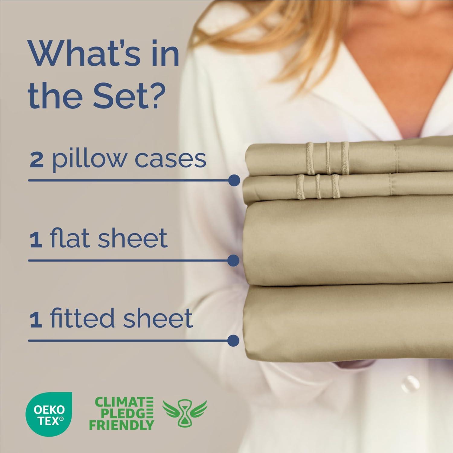 Solid 4 Piece Bed Sheet Set - Ultra Soft and Breathable Sheets - CGK Linens