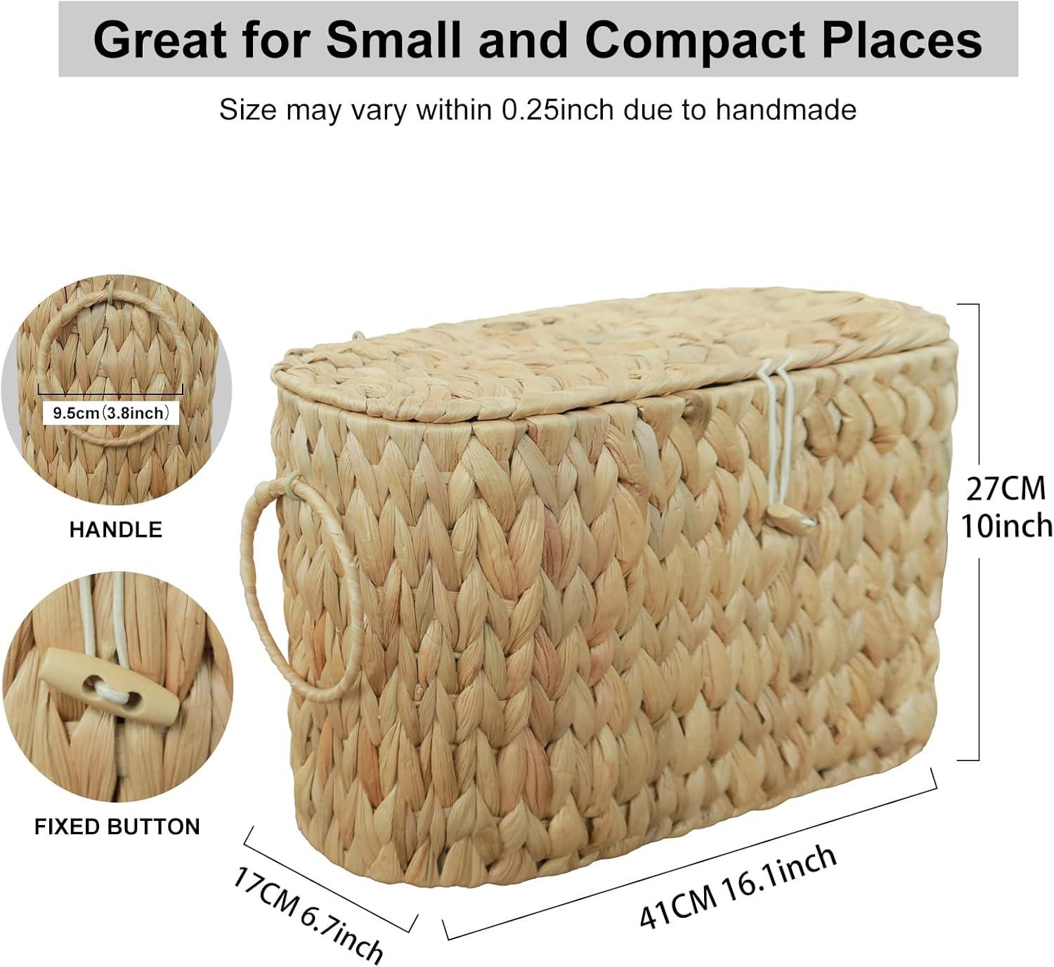 Toilet Paper Basket-Wicker Toilet Paper Storage with Lid,Decorative Farmhouse Boho Wicker Basket for Bathroom Storage and Organizer,Free Standing
