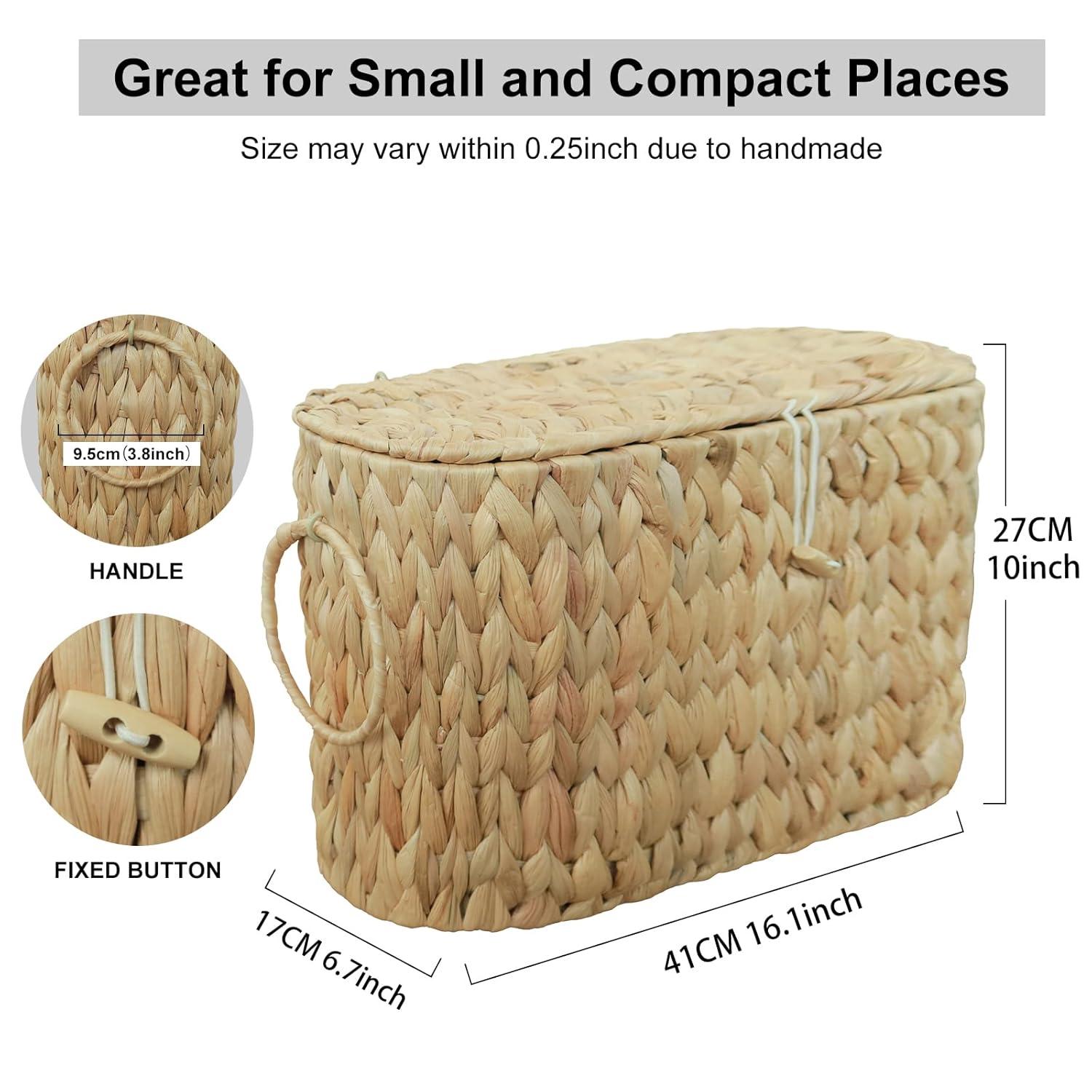 Toilet Paper Basket-Wicker Toilet Paper Storage with Lid,Decorative Farmhouse Boho Wicker Basket for Bathroom Storage and Organizer,Free Standing