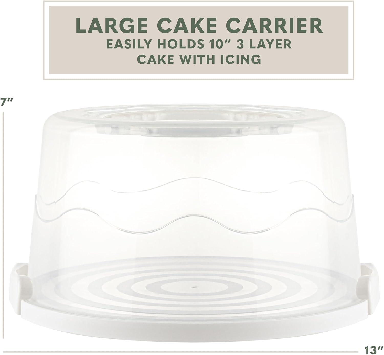 Extra Large Cake Carrier, Cake Holder with Lid & 2 Sturdy Snaps & Handles