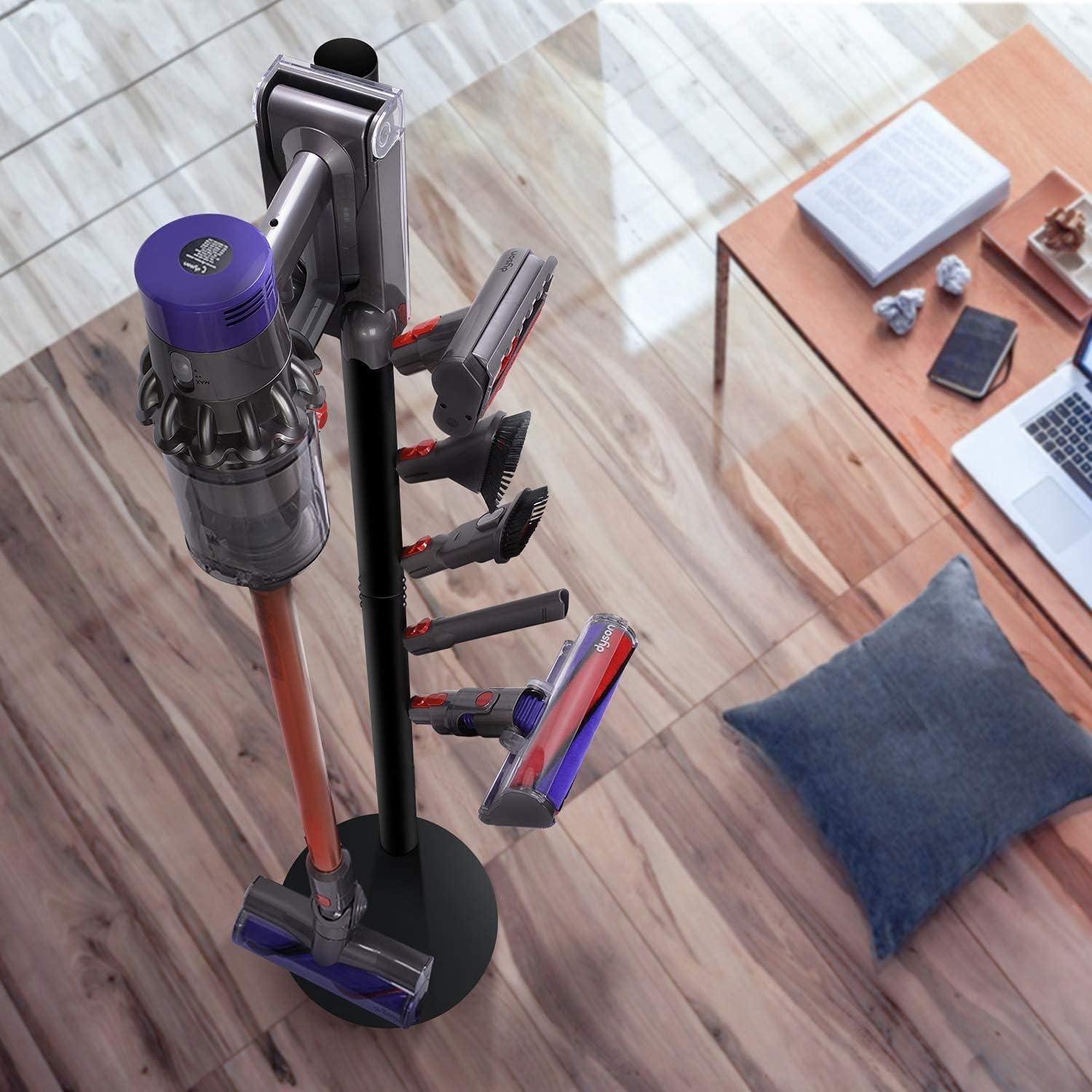 Docking Station Holder Freestanding Vacuum Stand Rack Compatible with V15 Detect, V11 V10 V8 V7 V6 Cordless Vacuum Cleaners, Floor Docking Station Metal Organizer Bracket with 6 Hooks