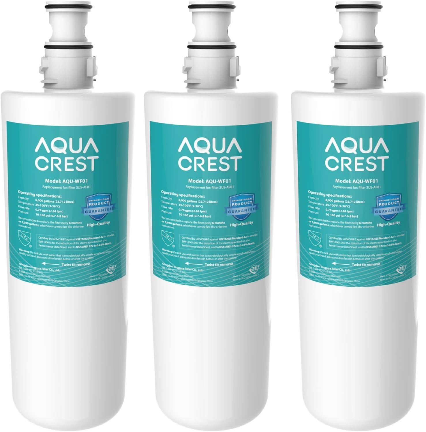 AQUACREST 3US-AF01 Under Sink Water Filter, Compatible with Filtrete Standard 3US-AS01, Aqua-Pure AP Easy C-CS-FF, Whirlpool WHCF-SRC, WHCF-SUFC, WHCF-SUF, pack of 3(package may vary)