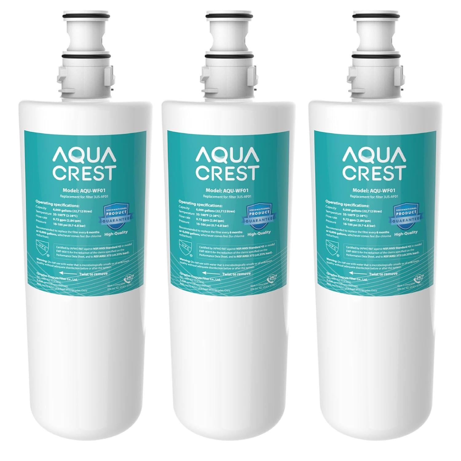 AQUA CREST 3US-AF01 Under Sink Water Filter, Replacement for Standard 3US-AF01, 3US-AS01, Aqua-Pure AP Easy C-CS-FF, WHCF-SRC, WHCF-SUFC, WHCF-SUF Water Filter, NSF/ANSI 42 Certified (Pack of 1)