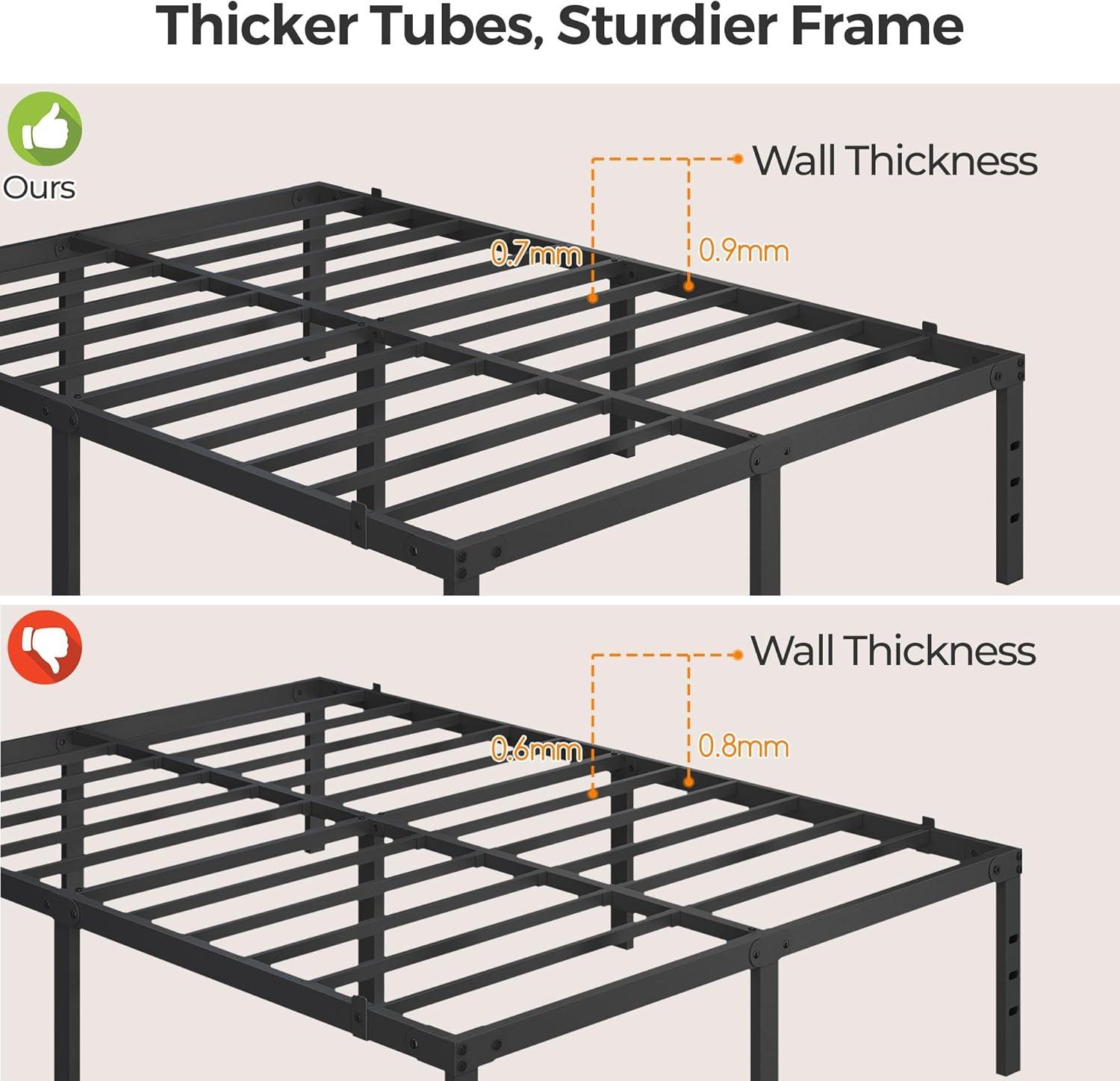 14 inches Queen Bed Frames No Box Spring Needed ,2500 lbs Heavy Duty Metal Platform Bed Frame with Storage Queen Size for Adult Black