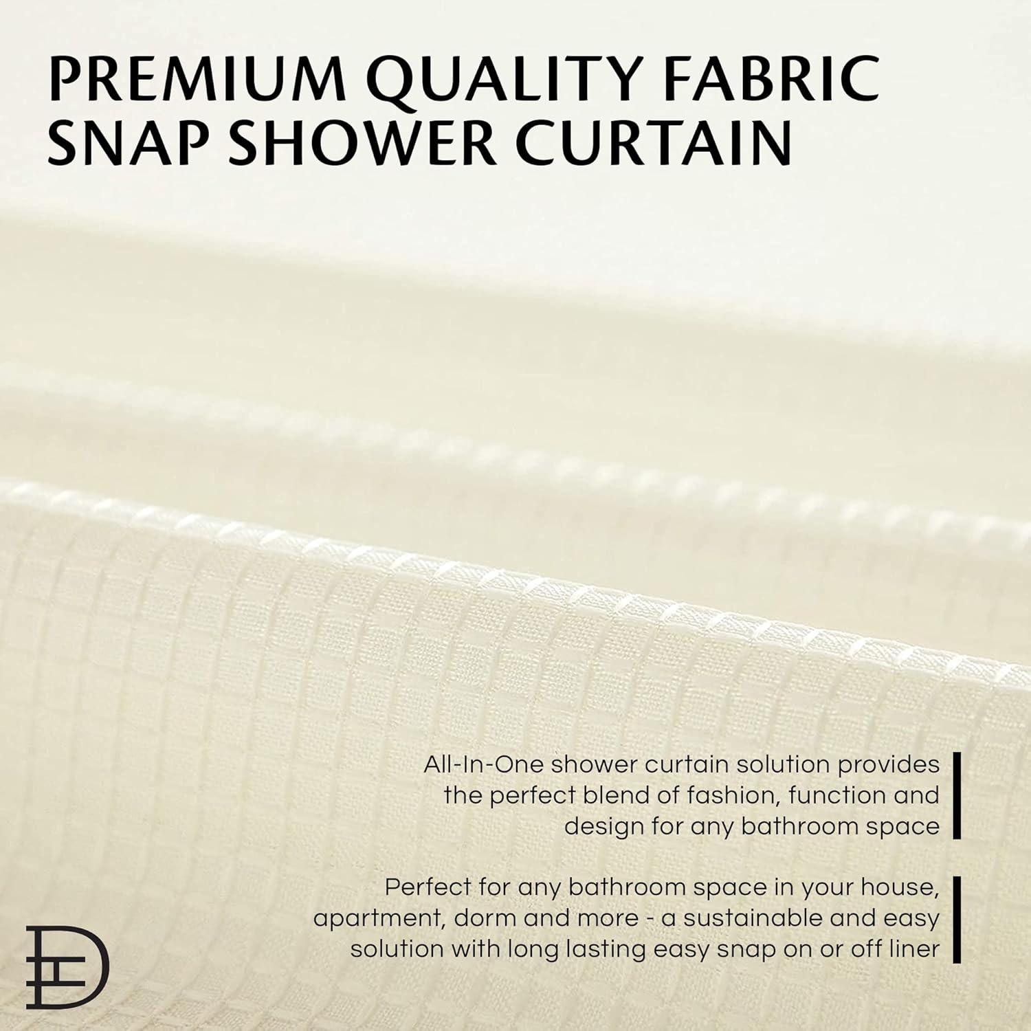 Dainty Home Complete Shower Curtain With Detachable Liner - Ivory