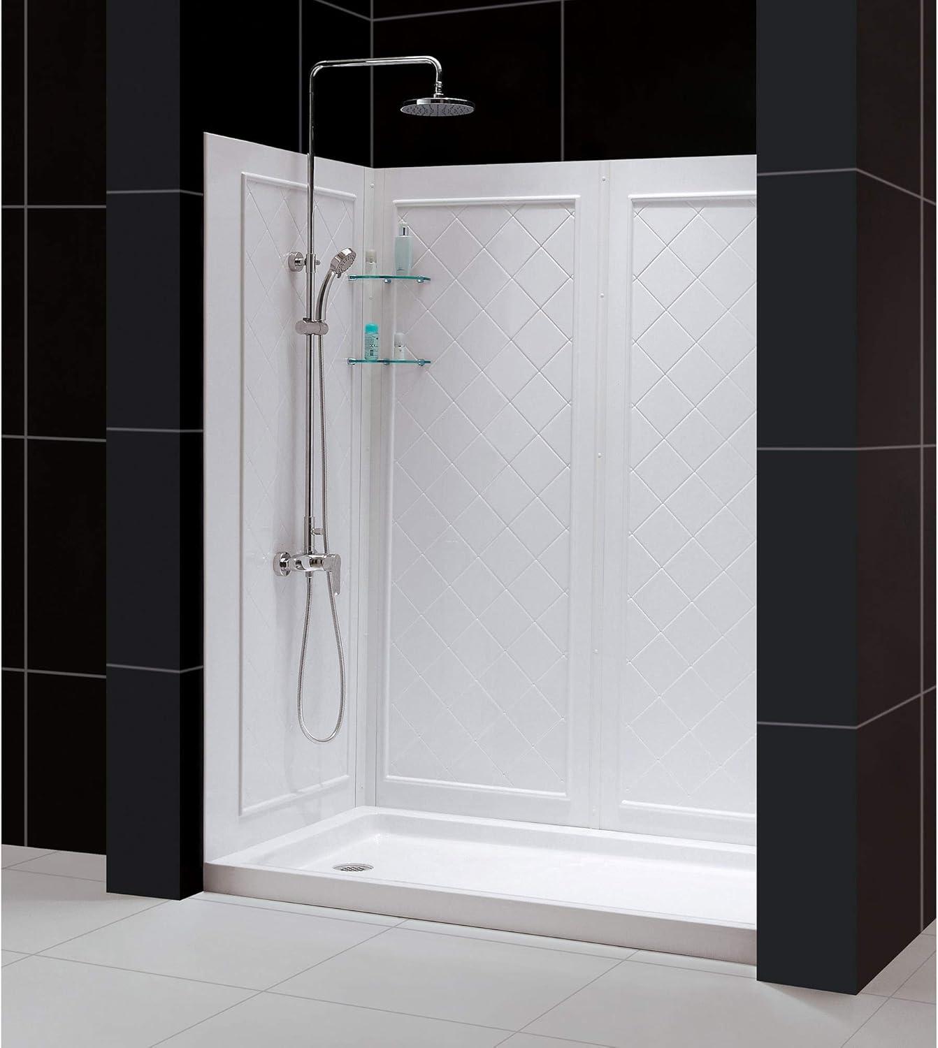 Infinity-Z 60" W x 30" D x 76.75" H Semi-Frameless Rectangle Shower Enclosure with Towel Bar and Base Included