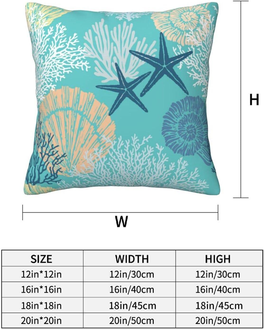 Burnt Orange Summer Outdoor Coastal Pillow Covers 18x18 Inch Set of 2 Fall Coral Seashell Starfish Throw Pillows Ocean Themed Beach Nautical Decorative Cushion Cases for Couch Decorations