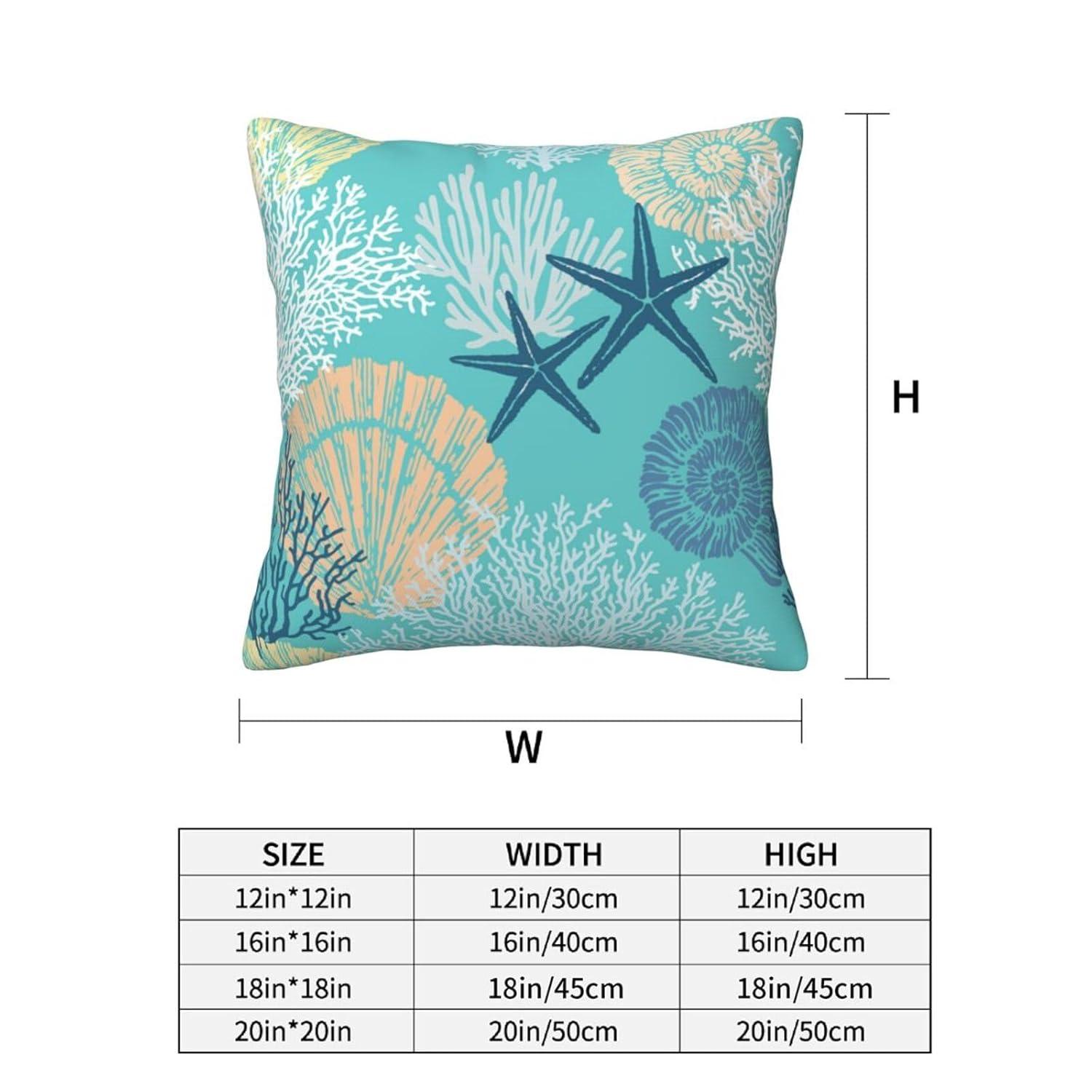 Burnt Orange Summer Outdoor Coastal Pillow Covers 18x18 Inch Set of 2 Fall Coral Seashell Starfish Throw Pillows Ocean Themed Beach Nautical Decorative Cushion Cases for Couch Decorations