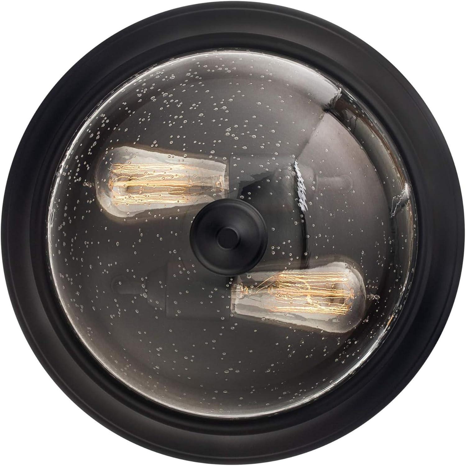 Prominence Home 51381 Designer Series Flushmount Lighting, 13" Seeded Glass, Low Profile, Bronze