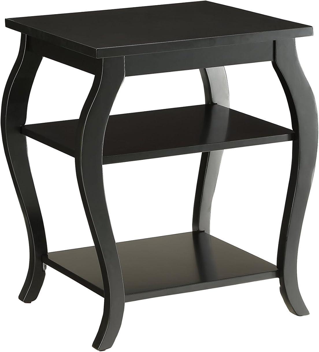 ACME Becci Square Wooden Top End Table with 2 Shelves in Black