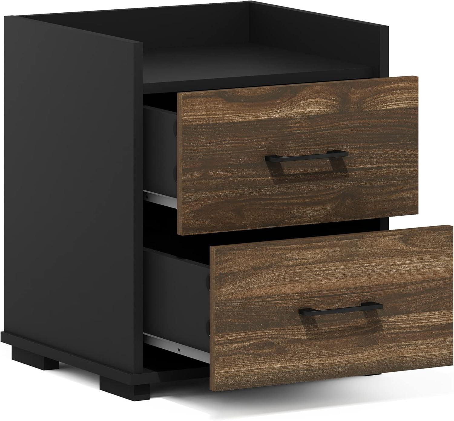 Furinno  Tidur Modern Bedroom Bedside Tables Handle 2-Drawer Chest Nightstand