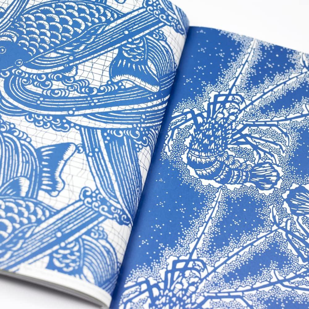 Japanese Patterns Blue and Beige High-Quality Gift Paper Book