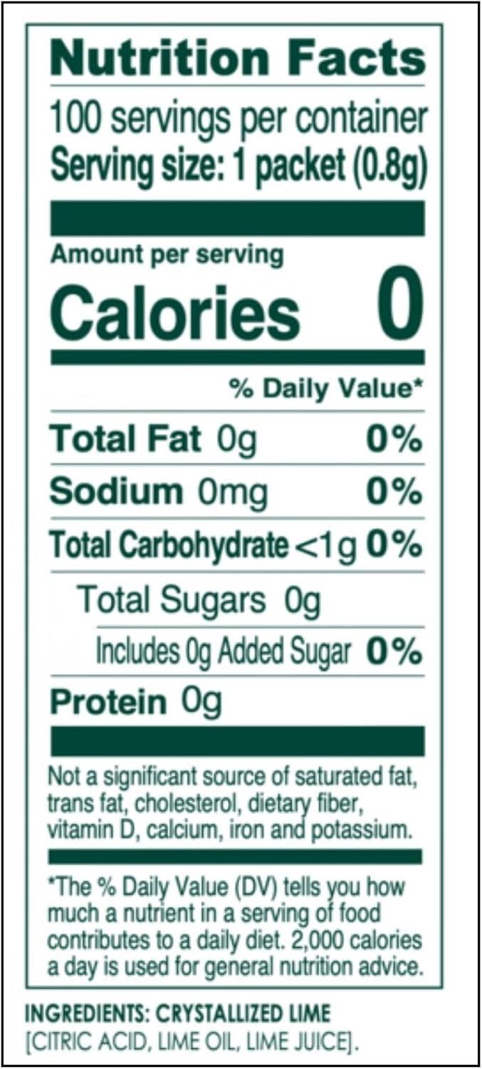 True Lime Crystallized Lime Packets for Water, Tea & Beverages