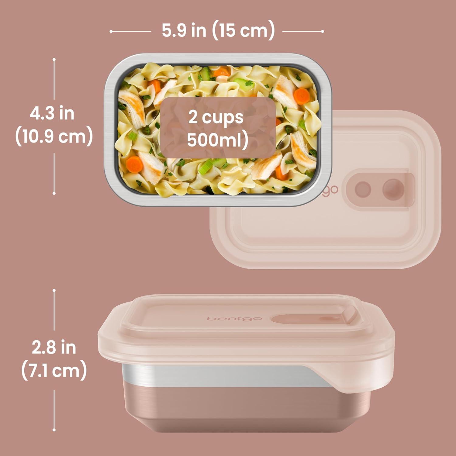 Bentgo Microsteel Heat and Eat Container Rose: Leakproof,  Dishwasher-Safe, Lunch Storage, 2-Year Warranty