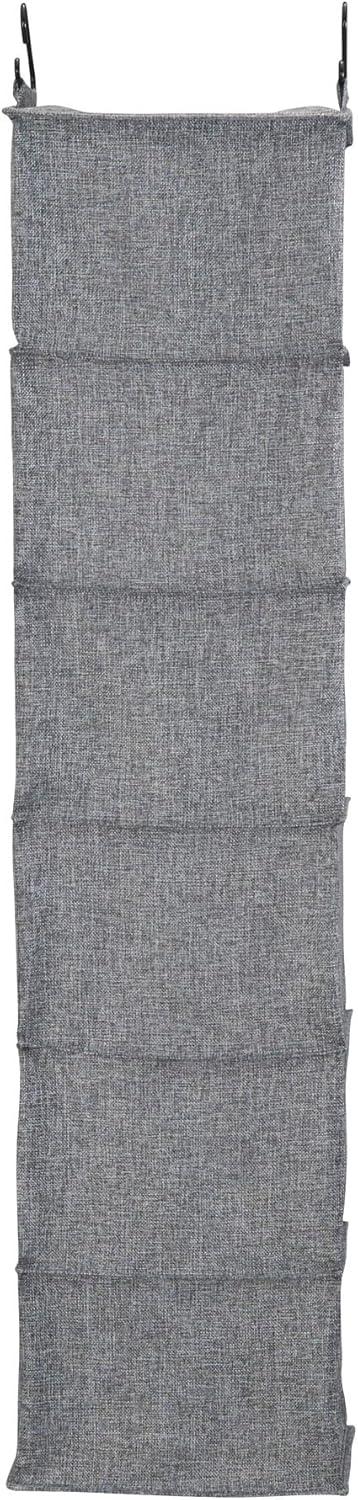 Household Essentials 6 Shelf Hanging Organizer Graphite Linen: Closet Hanging Storage, Fixed Shelves, Gray, 48" Height