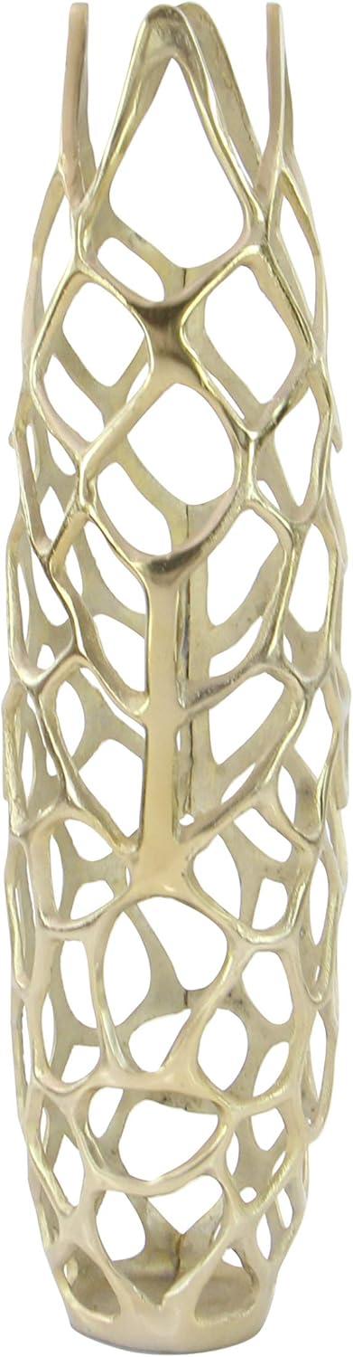 Olivia & May 31" x 9" Eclectic Woven Net-Inspired Aluminum Vase Gold - Indoor Contemporary Amphora Design