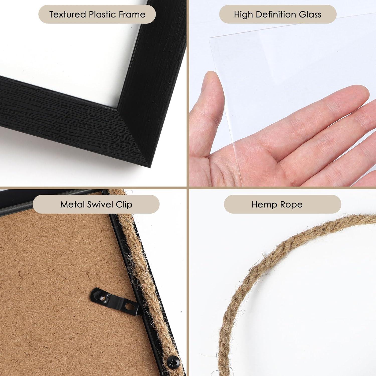 4x6 Collage Picture Frames Set of 2, Black Hanging Photo Frame for Wall