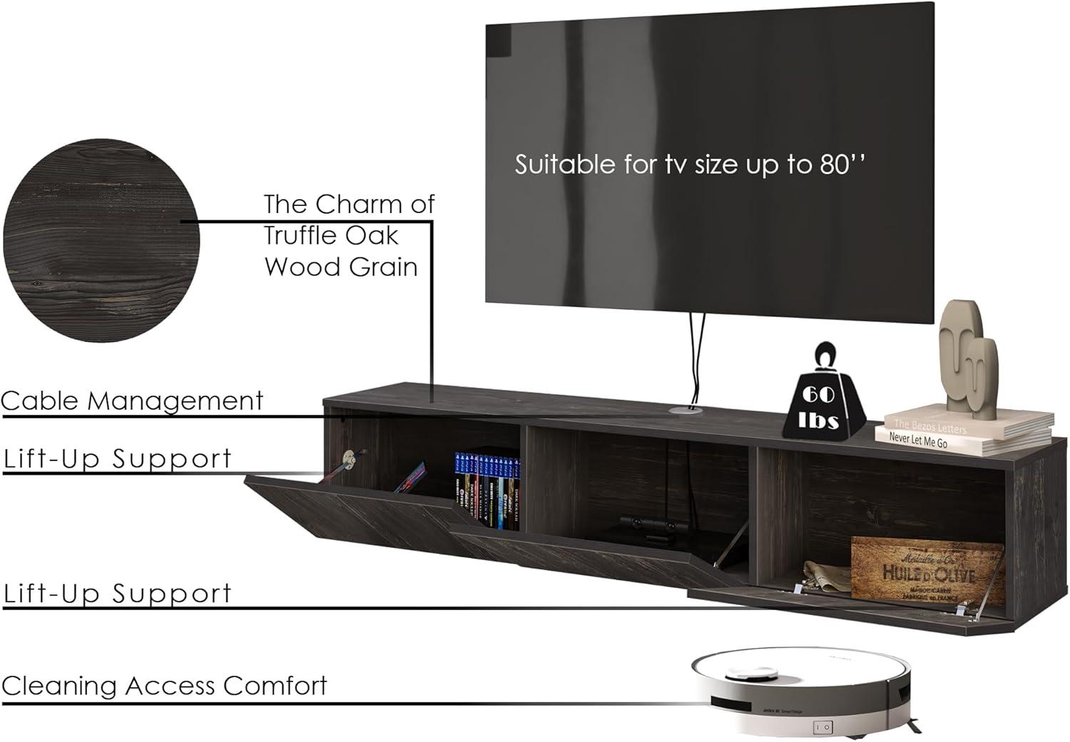 Atelier Mobili Floating TV Stand, TV Stand 65 inch, Floating TV Stand Wall Mounted