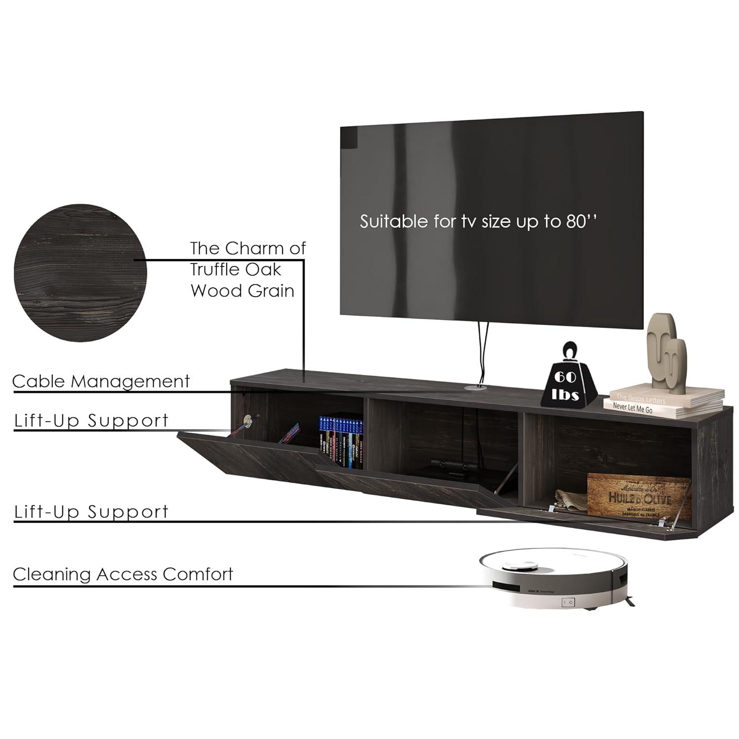 Atelier Mobili Floating TV Stand, TV Stand 65 inch, Floating TV Stand Wall Mounted