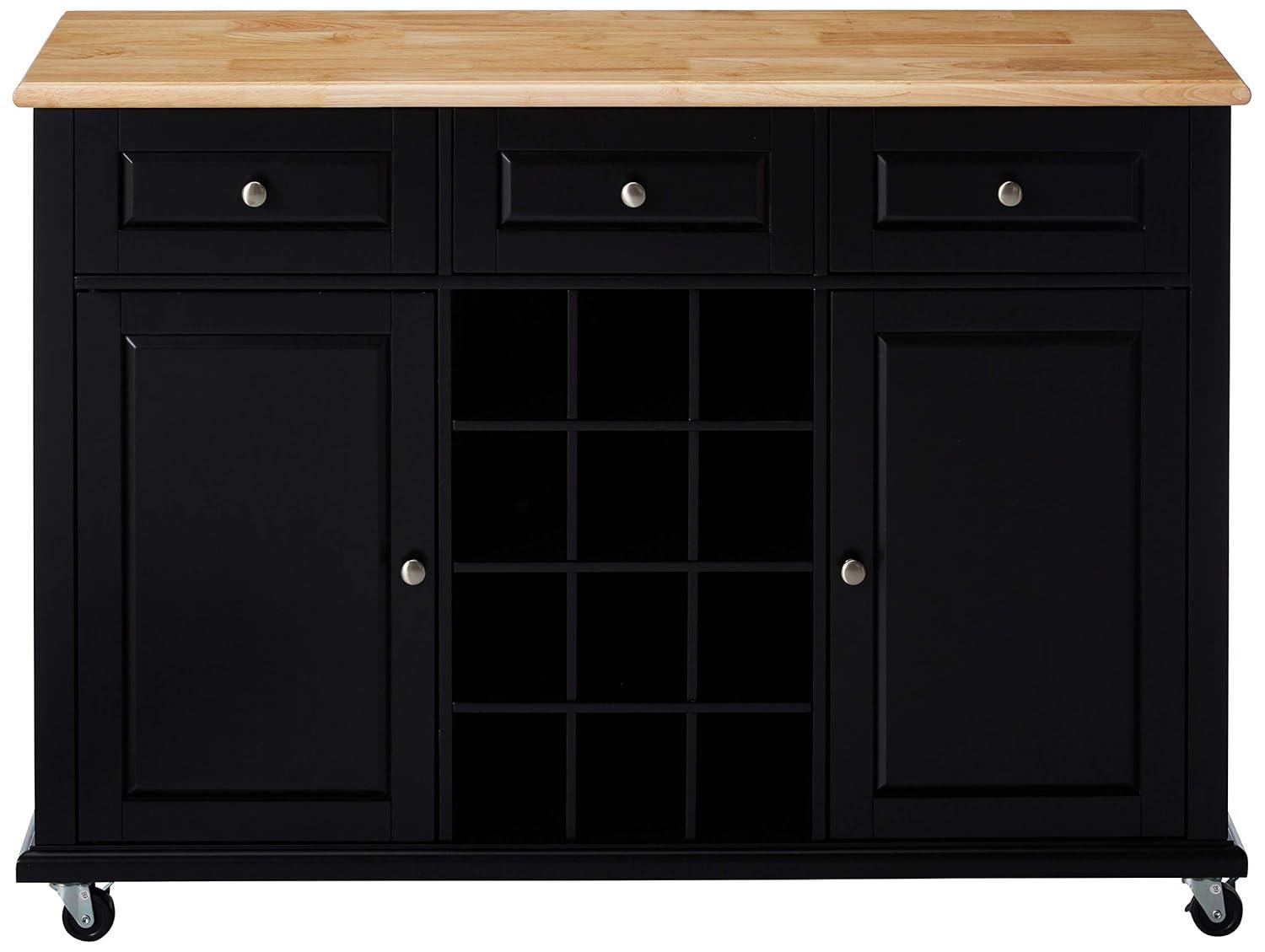 Kings Brand Furniture Wine Rack Sideboard Buffet Server Console Table With Storage, Black