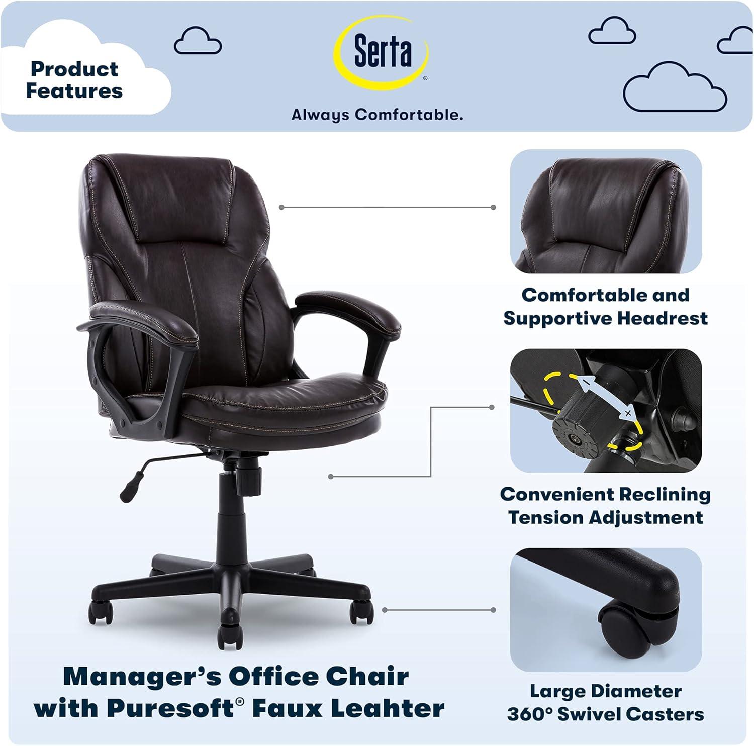 Serta Serta Mitchell Ergonomic Manager's Office Chair, Roasted Chestnut Brown