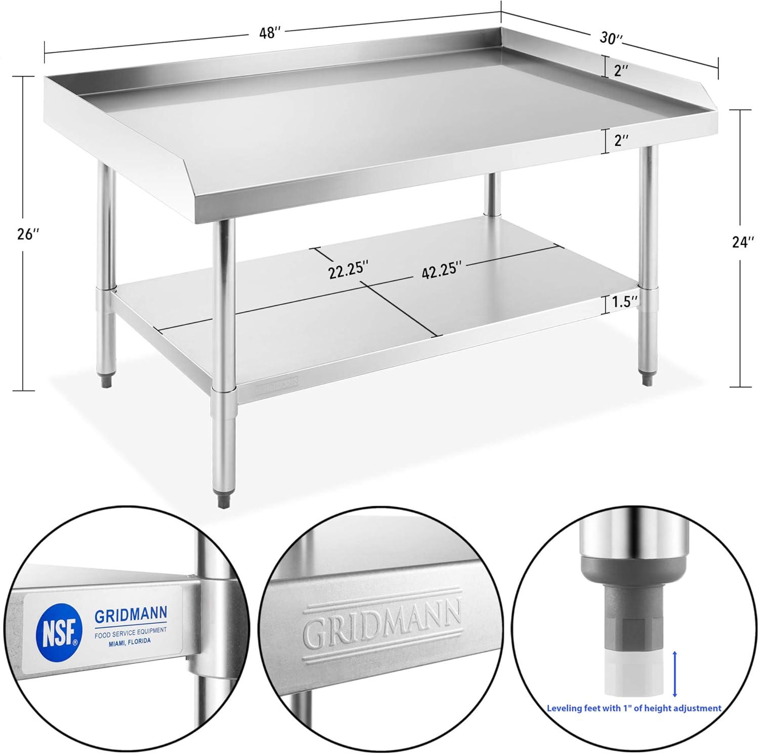 Stainless Steel Grill Table & Equipment Stand with Undershelf