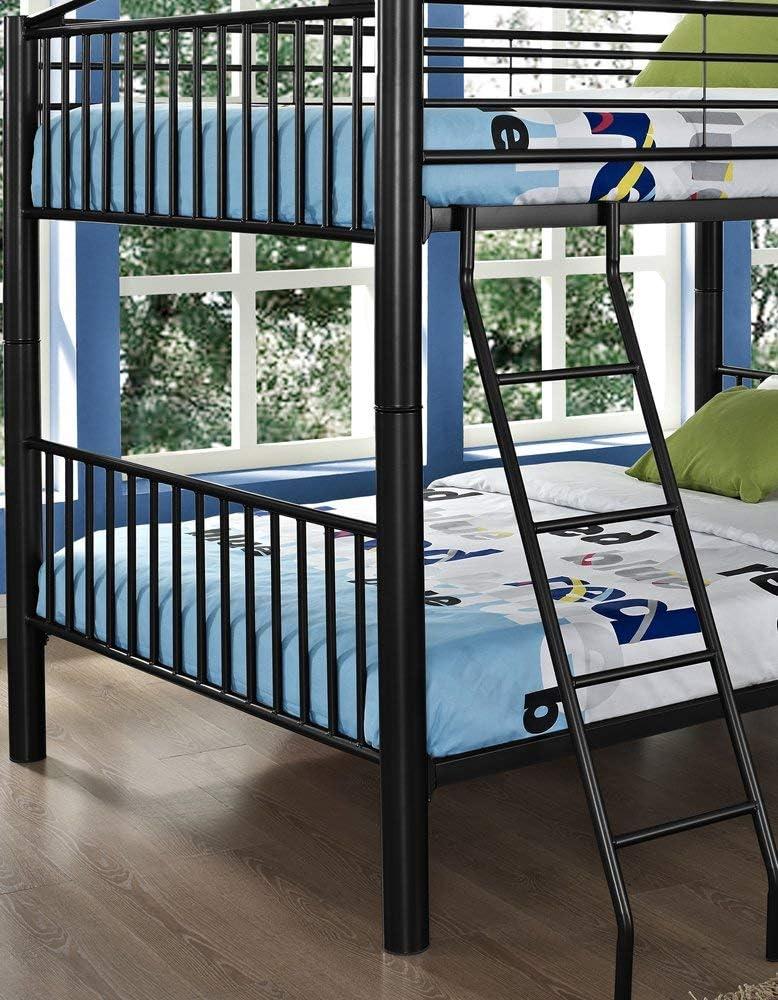 Sleek Black Metal Full Over Full Bunk Bed with Easy-Access Ladder