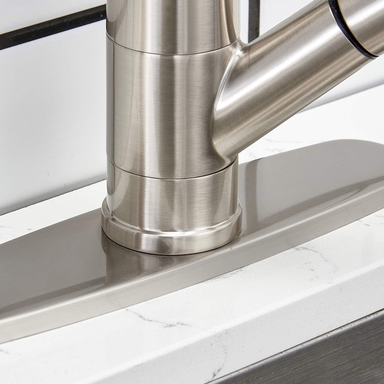 Brushed Nickel Stainless Steel Pull-Out Kitchen Faucet