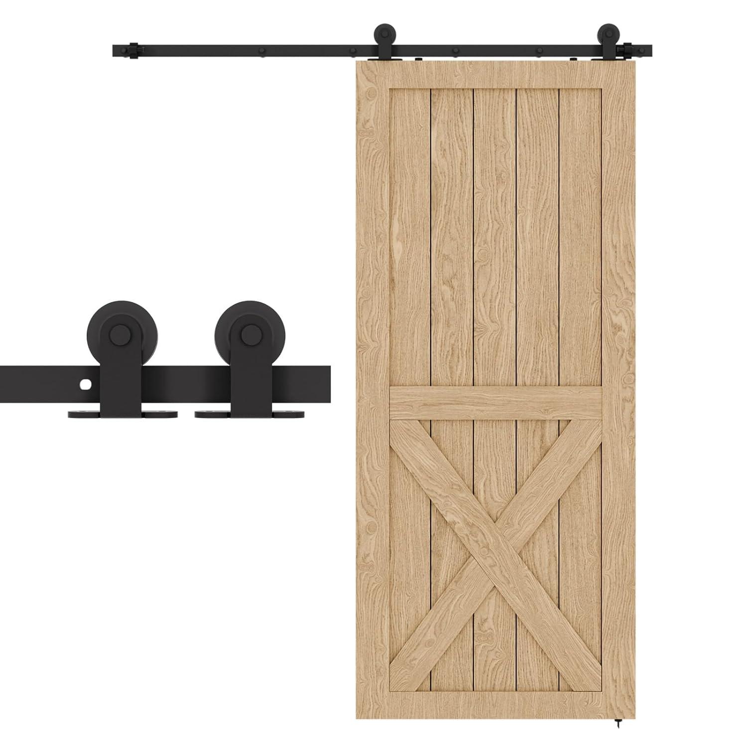 MARLIN MANUFACTURING COMPANY, INCORPORATED 6FT Sliding Barn Door Hardware Kit For Single Wood Door, Smoothly And Quietly, Easy To Install Fit 35" Wide And 1.18"-1.96" Thickness Door Panel, Includes Installation Instruction