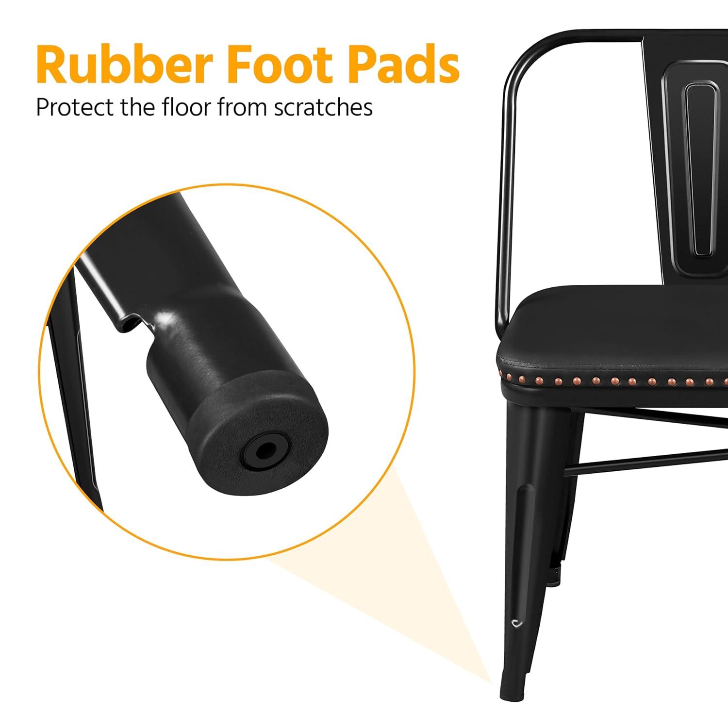 Yaheetech Industrial Metal Dining Bench with Upholstered Seat, Black