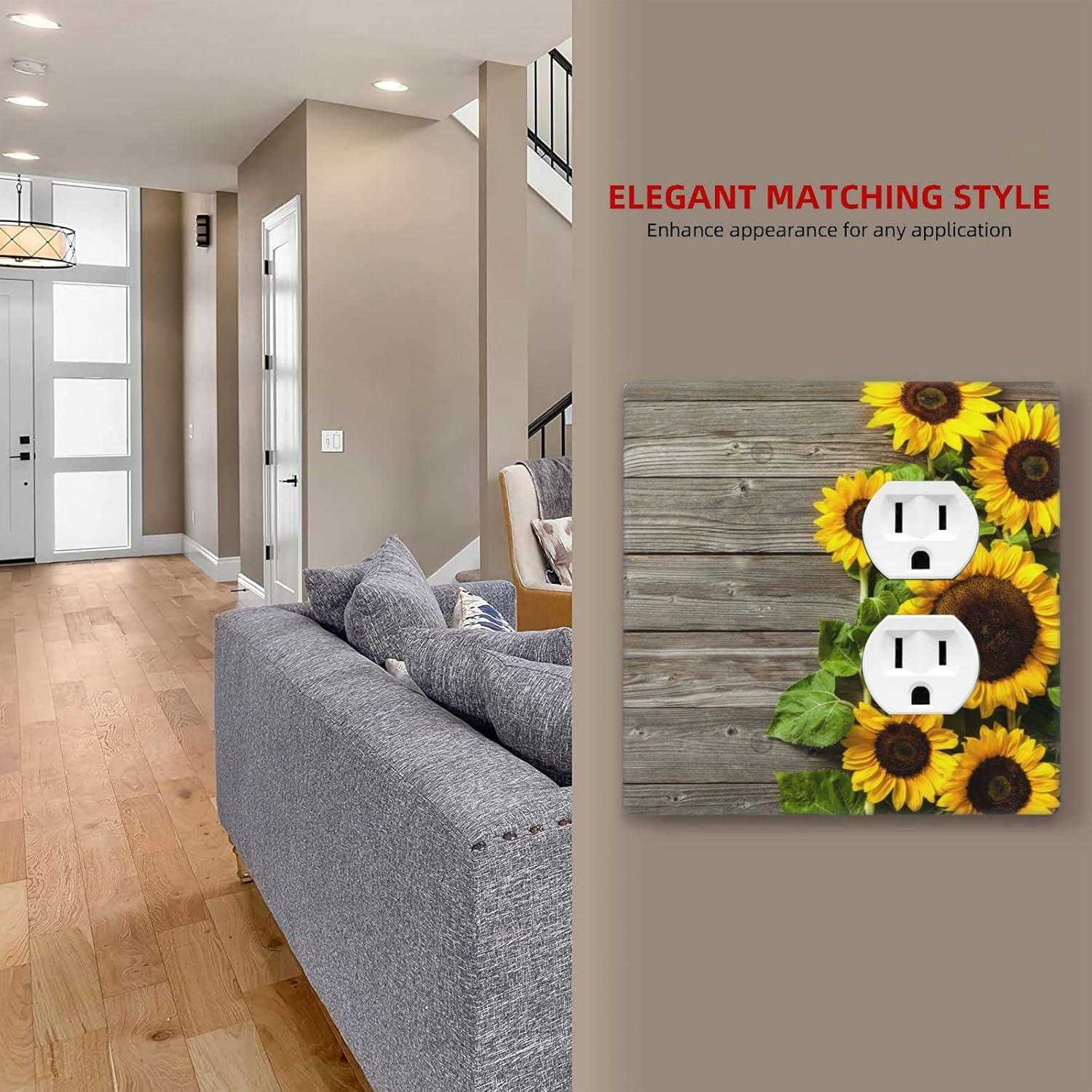 ZICANCN Outlet Covers Wall Plate, Sunflowers Nature Beige Background Light Switch Cover Decorative, Duplex Toggle Combo 1-Gang