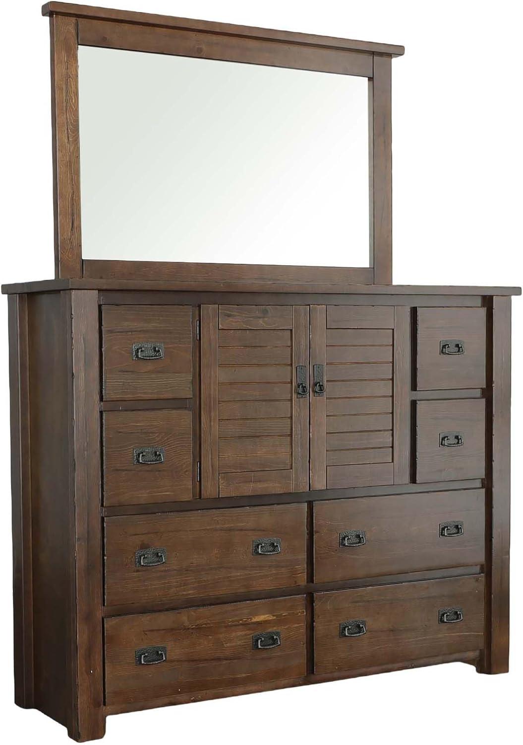 Trestlewood Dark Brown Pine Dresser with Mirror