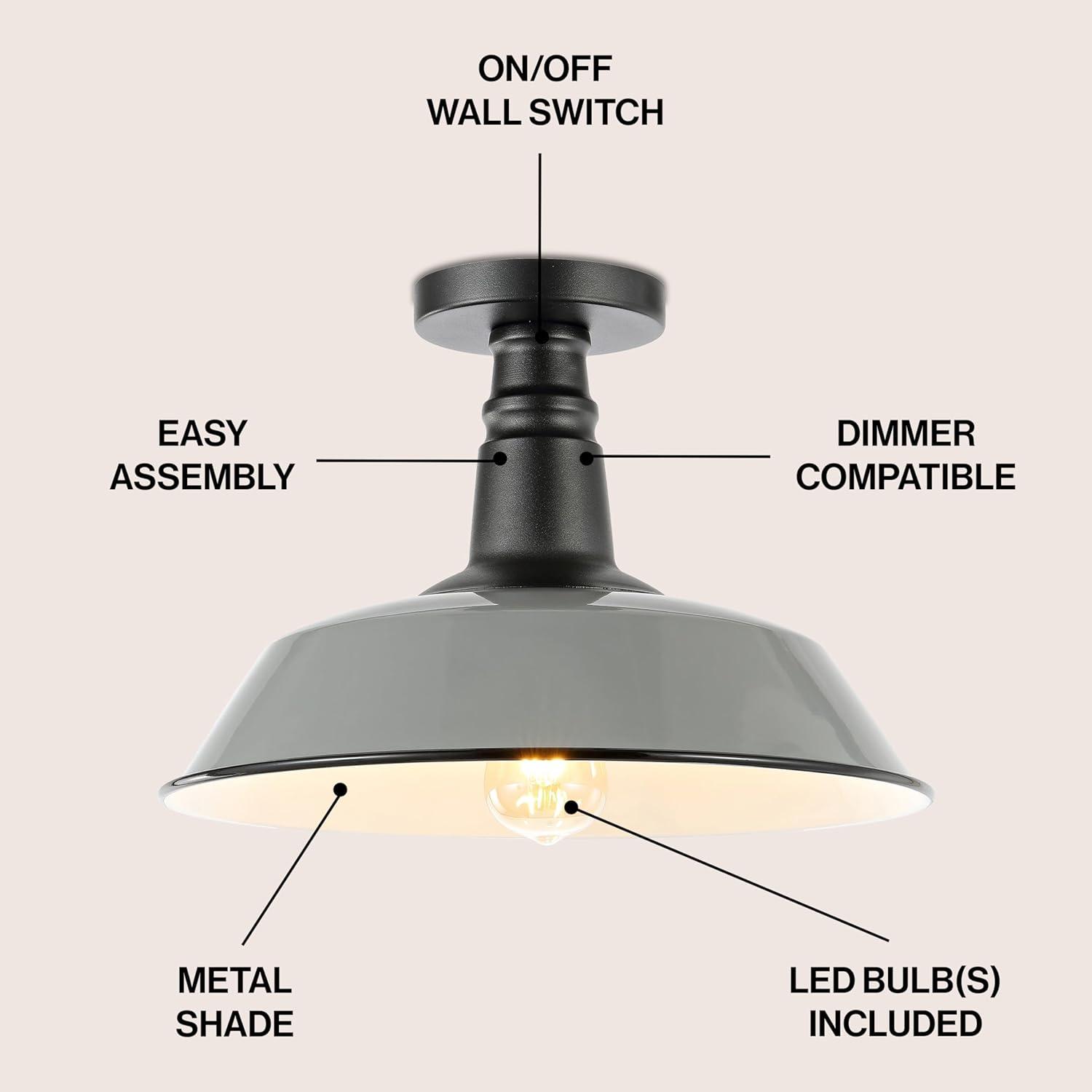 Gray and White Glass Industrial Semi Flush Mount Light