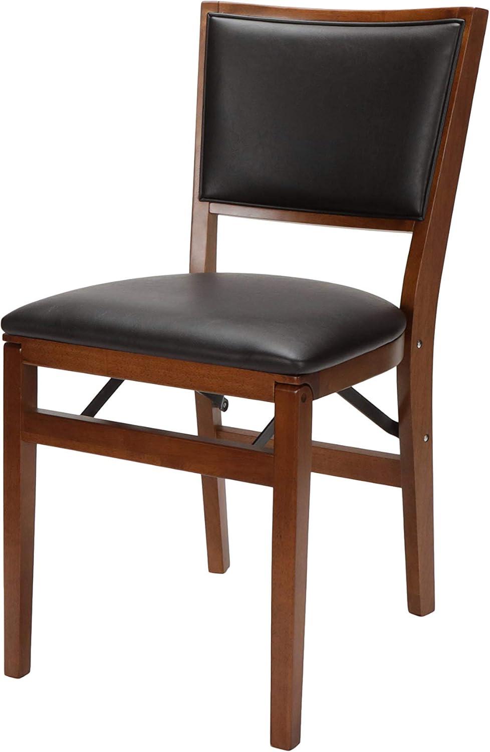 Stakmore Set of 2 Retro Upholstered Back Folding Chair Fruitwood: Polyester Seat, No Assembly, 300lb Capacity