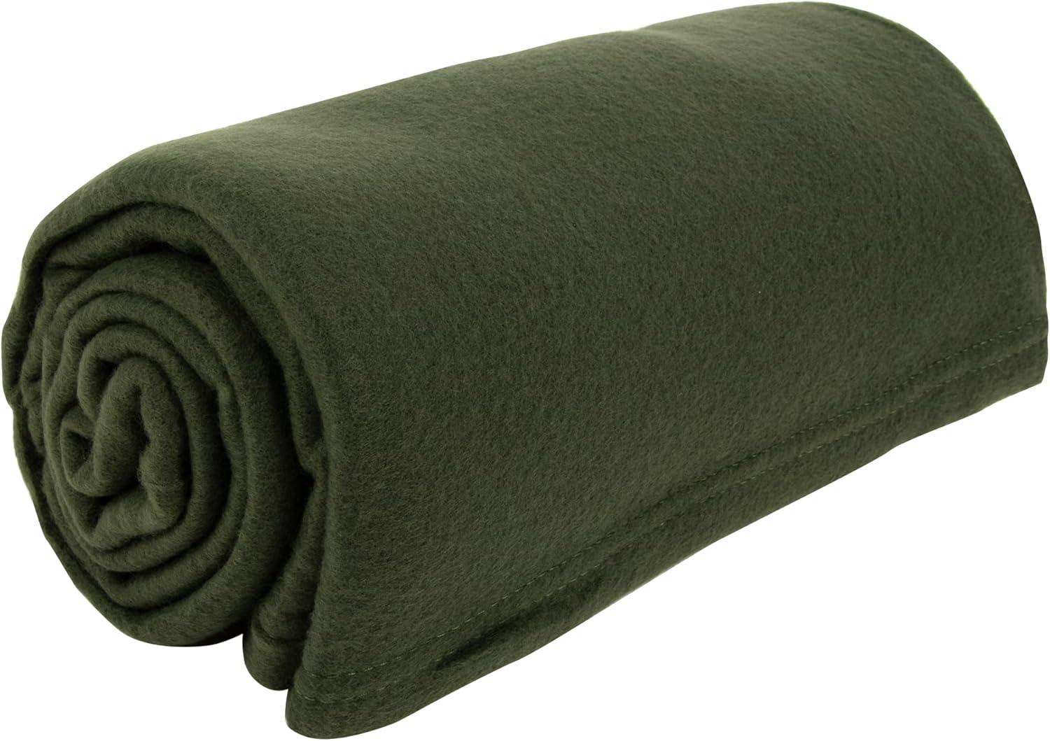 Single Solid Color 60”L x 50”W Fleece Throw Blanket for Fall, Winter, Spring, Summer, Men, Women, Children & Pets in Dark Green