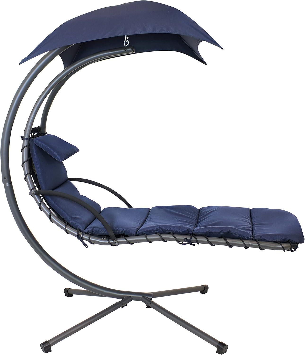 Steel Outdoor Floating Chaise Lounge Chair with Canopy with Stand