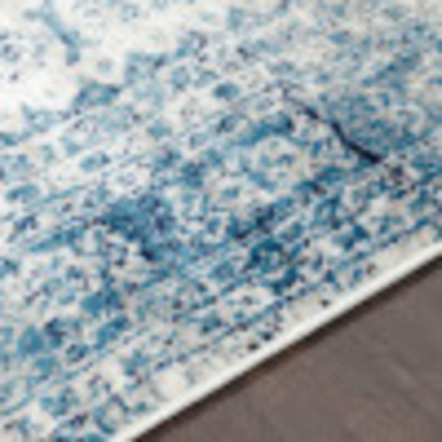 Blue and White Synthetic Vintage Runner Rug, 2'7" x 7'3"