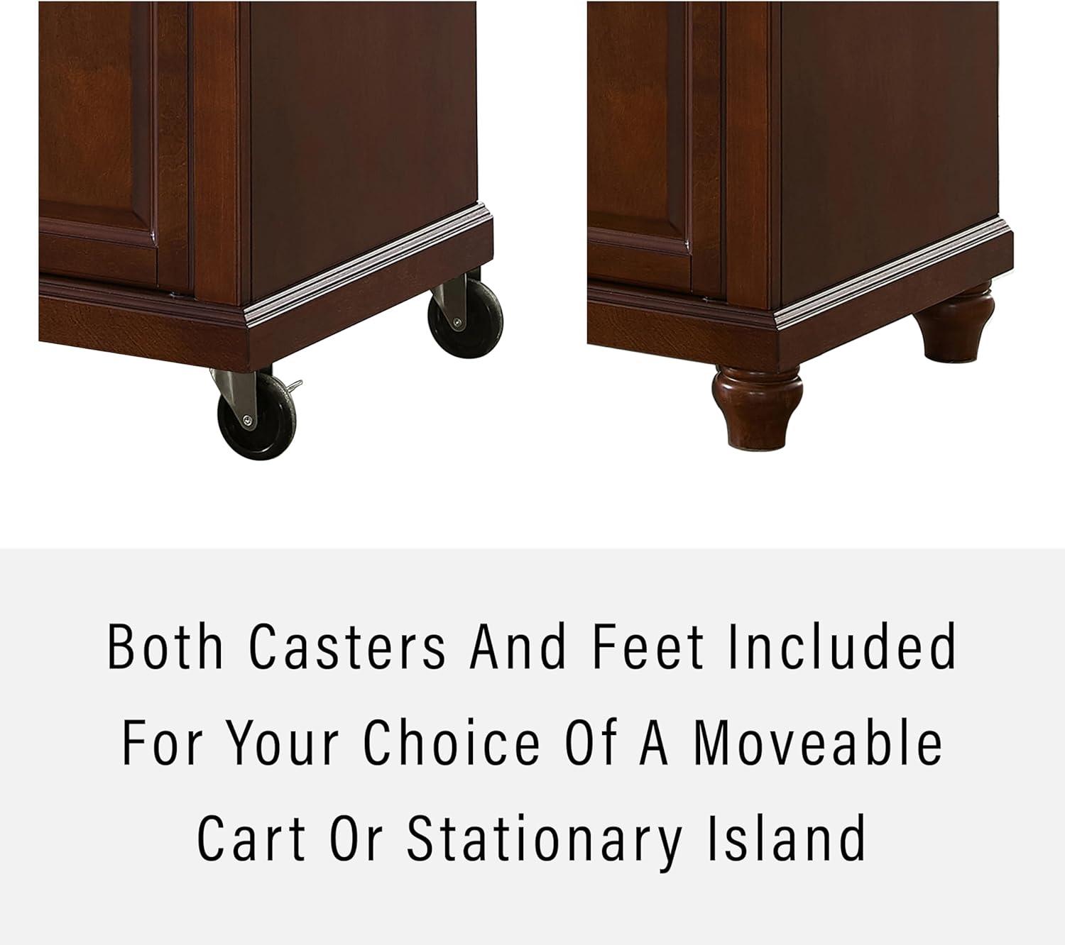 Cambridge Black Granite Top Full Size Kitchen Island/Cart Mahogany - Crosley: With Cabinets, Spice Rack, Towel Holder