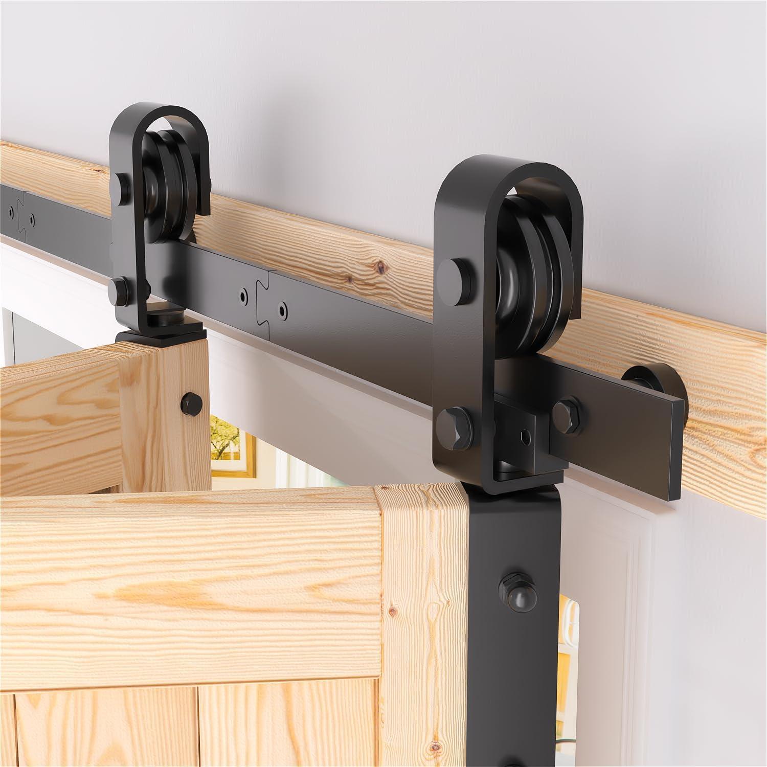 36" Bifold Barn Door Hardware Kit - Space Saving Folding Design, Corrosion-Resistant Black Spraying（bifold-36-2）