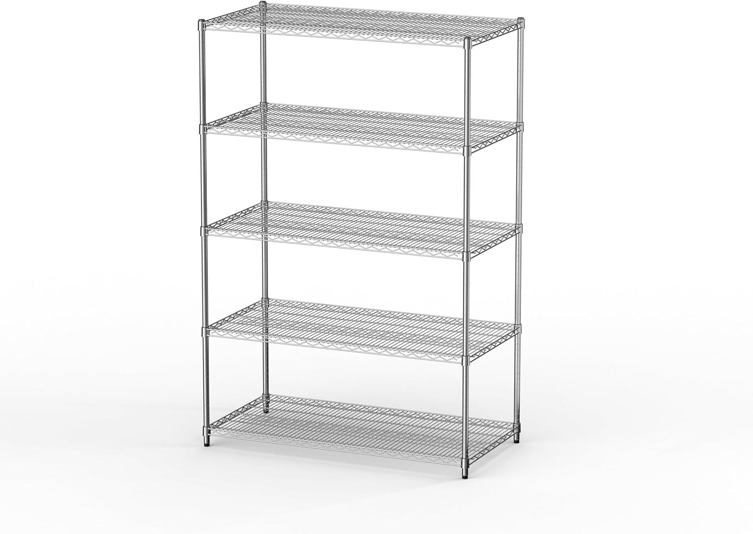 Everest Home Everest Wire Rack Heavy-Duty 5-Tier Utility Shelving Unit, 48 W x 24 D x 72 H, Chrome