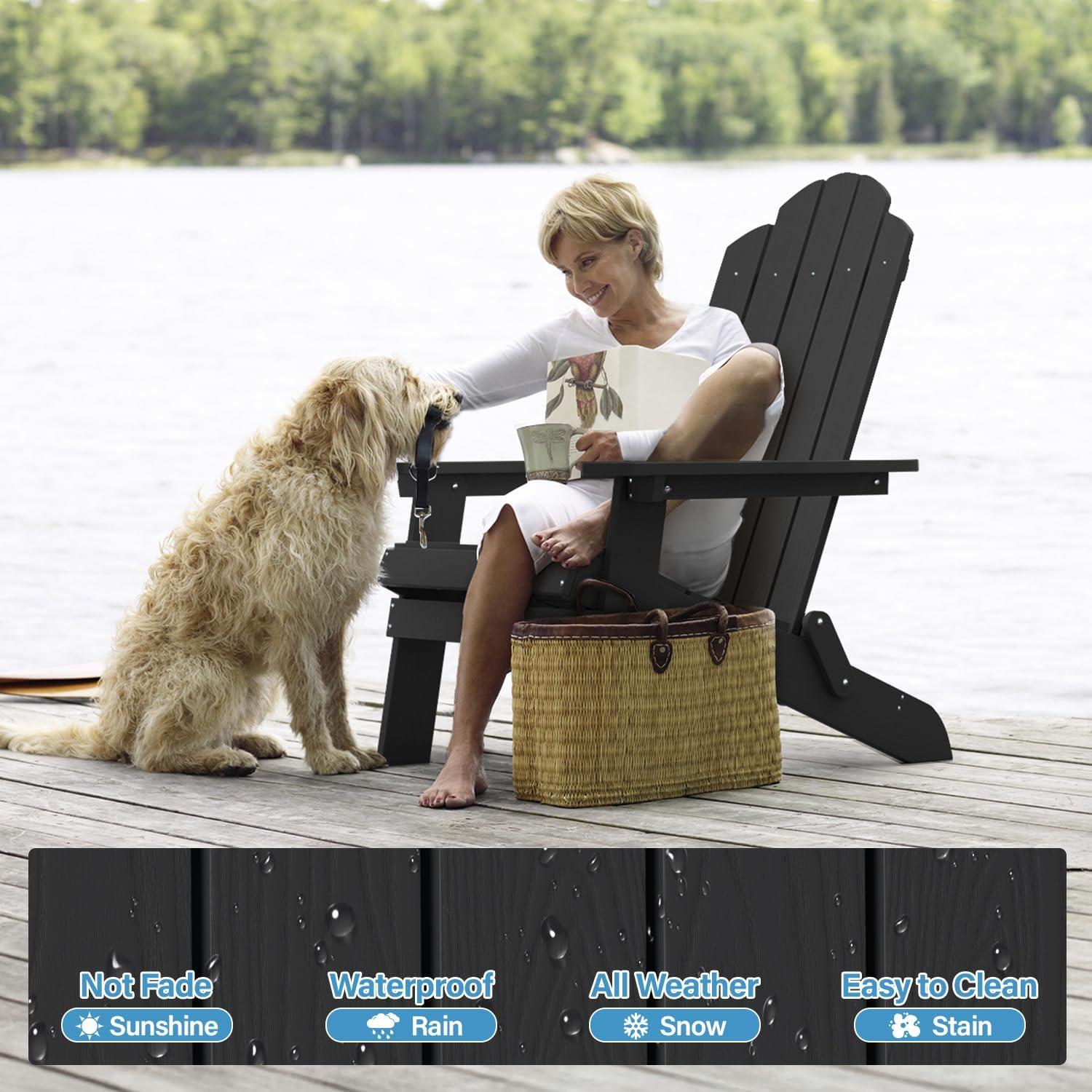 Highland Dunes Outdoor Plastic Folding Adirondack Chair For All Weather (Set Of 4) & Reviews | Wayfair
