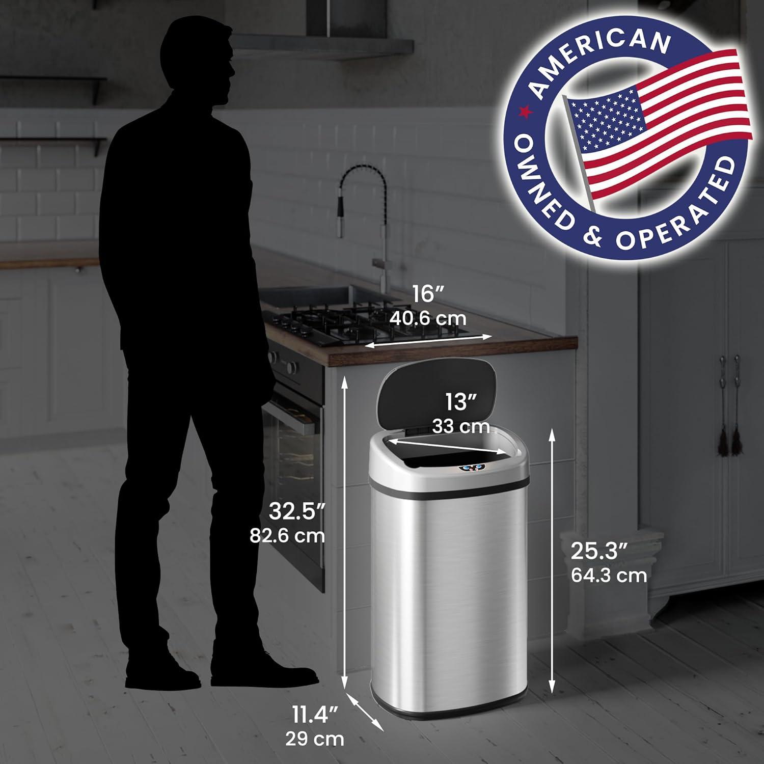 iTouchless Deodorizer Stainless Steel 13 Gallon Motion Sensor Trash Can & Reviews | Wayfair