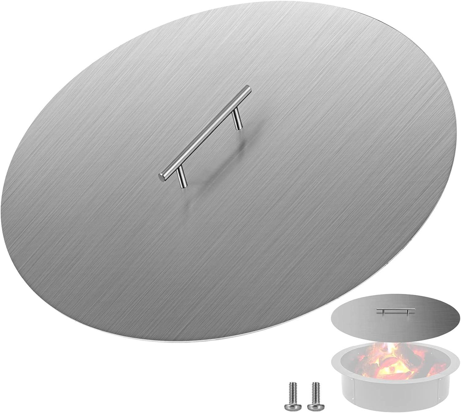 Round 20 Inch Stainless Steel Fire Pit Lid with Handle