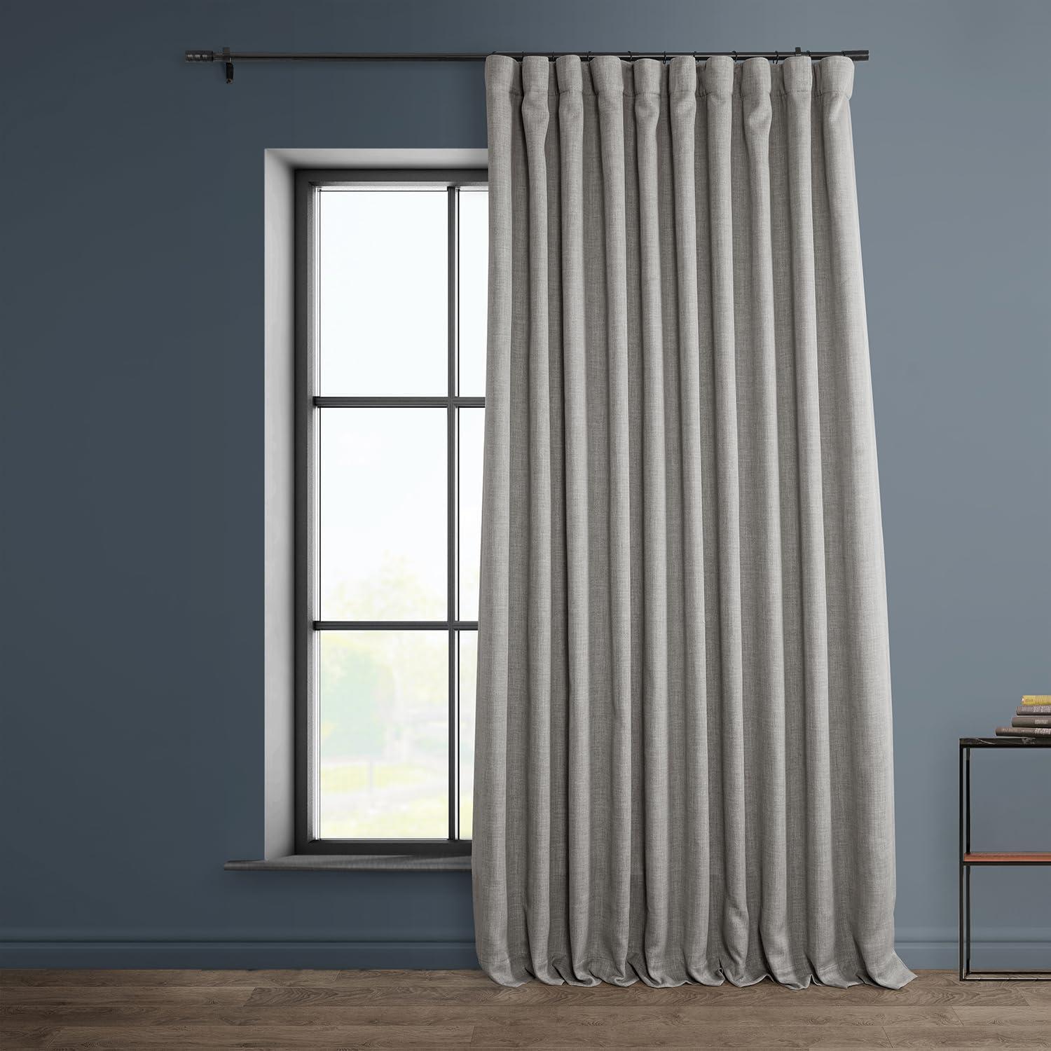 Clay Extra Wide Blackout Faux Linen Window Curtain