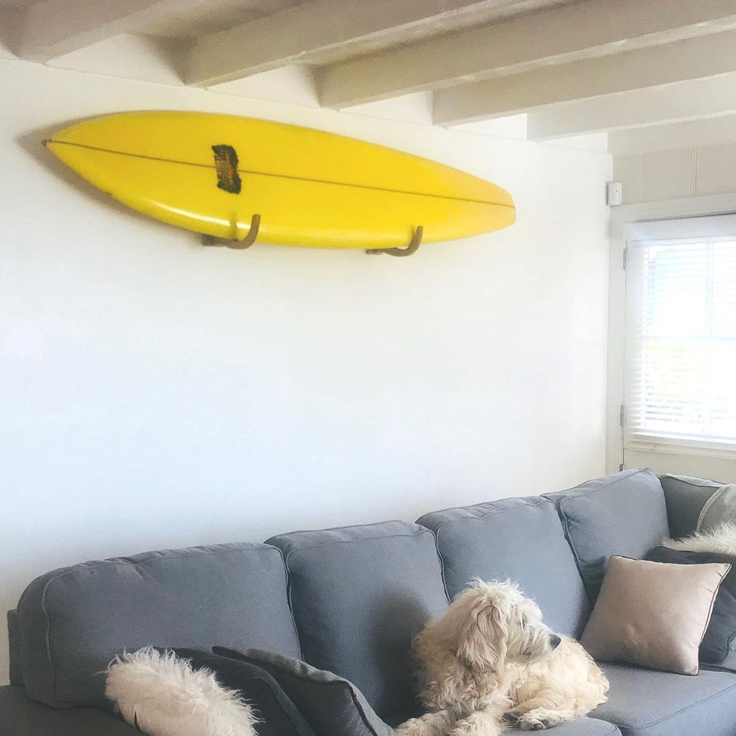 Bamboo Wall-Mounted Surfboard Display Rack